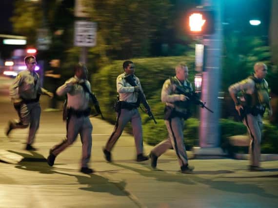 Armed police in Las Vegas after the shootings