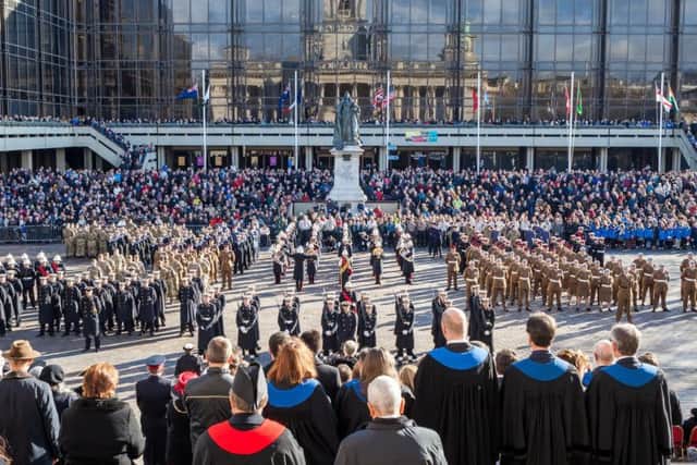 Portsmouth's Guildhall Square was packed for the service