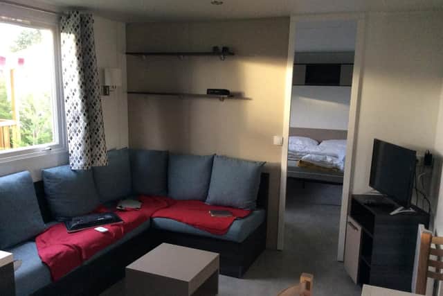 Inside one of the well-furnished and cosy mobile homes.