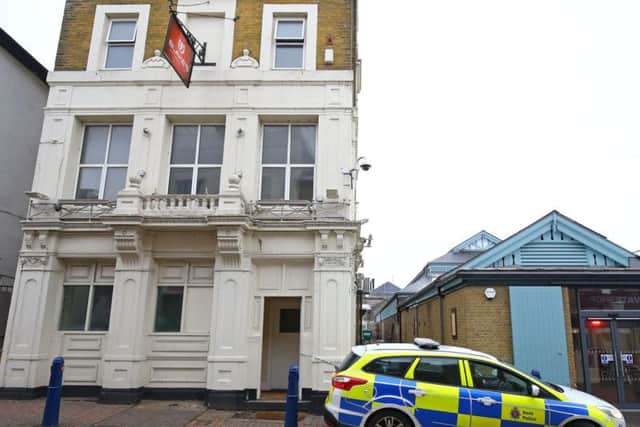 Police outside Blake's nightclub in Gravesend after a car drove down the alleyway next to the club and crashed into a marquee injuring a number of people. Picture: Gareth Fuller/PA Wire