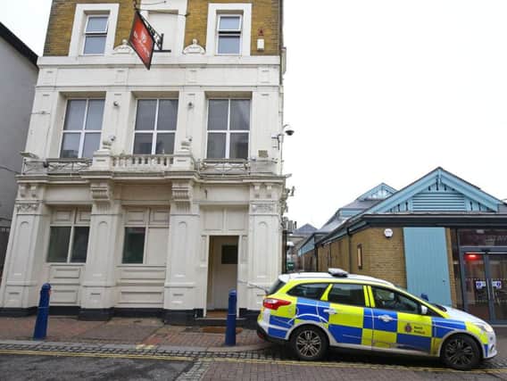 Police outside Blake's nightclub in Gravesend after a car drove down the alleyway next to the club and crashed into a marquee injuring a number of people. Picture: Gareth Fuller/PA Wire