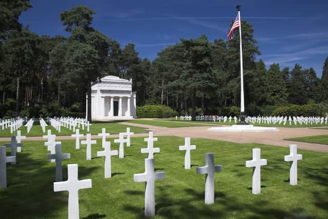 Some of the 468 American servicemens graves at the American Military Cemetery, Brookwood, Surrey.