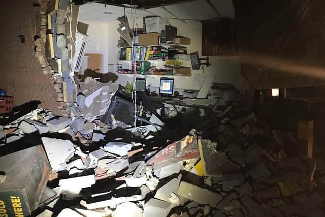 The aftermath of the failed heist at Meon Hut Service Station in West Meon at 3.30am on July 10. Picture: @HCResponseCops
