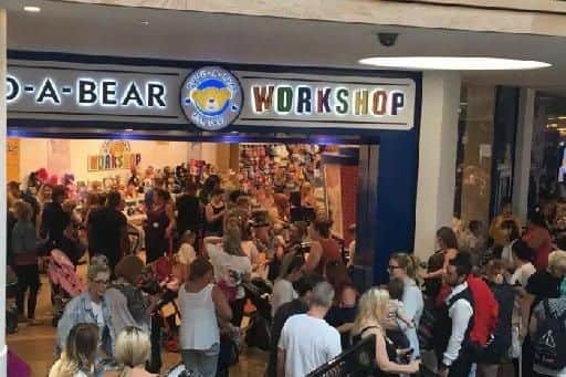 Huge queues outside a build a bear