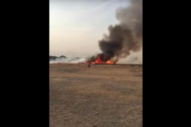 A still of the blaze from dramatic footage captured by passer-by Tony Johns
