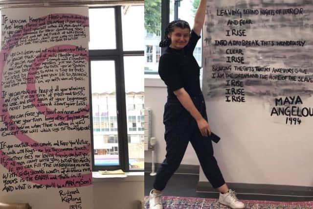The Kipling poem replaced with the Angelou poem (Facebook / Sara Khan)