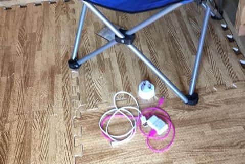 Chargers left behind at the scene