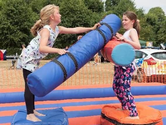 Best friends Poppy Downie, 9, and Ruby Dickins, 9, battle it out. Picture: Keith Woodland