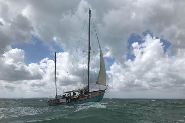 Lively Lady sailing as she recreates her homecoming of 1968. Picture: Byron Melton