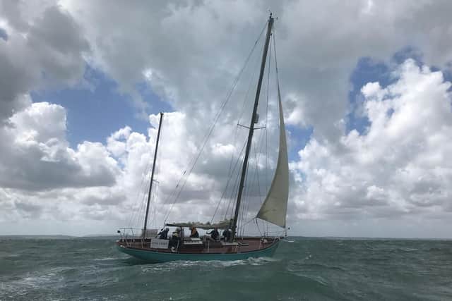 Lively Lady sailing as she recreates her homecoming of 1968. Picture: Byron Melton