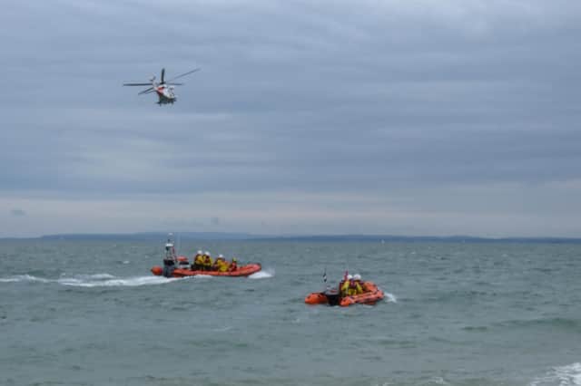 Two lifeboats and a helicopter involved in the rescue. Picture: Hayling RNLI