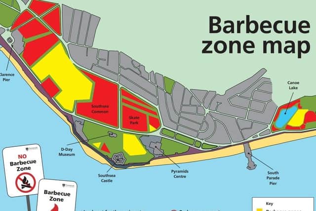 Portsmouth City Council's barbecue zone guide for Southsea Common