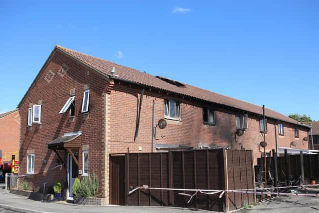 Numbers 33, 35 and 37 Corby Crescent were damaged by the fire. Picture: Habibur Rahman