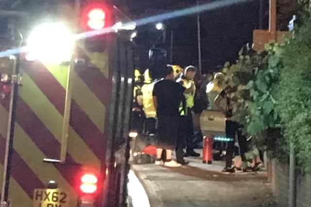 Firefighters at the scene in Gosport last night