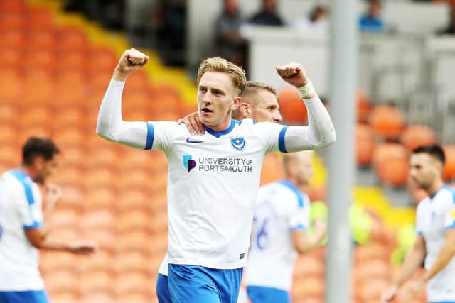 Ronan Curtis celebrates his second goal Picture: Joe Pepler