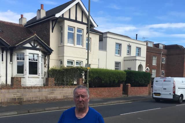 Witness Tony Markham outside the house that caught fire