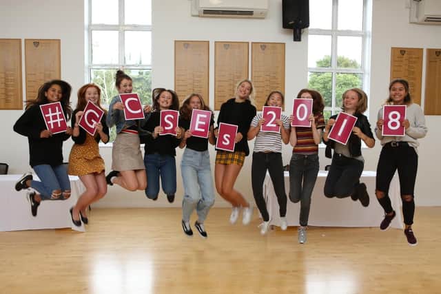 Portsmouth High School students jump for joy at GCSE results. Picture: Habibur Rahman