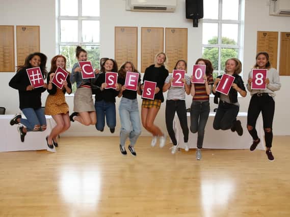 Portsmouth High School students jump for joy at GCSE results. Picture: Habibur Rahman