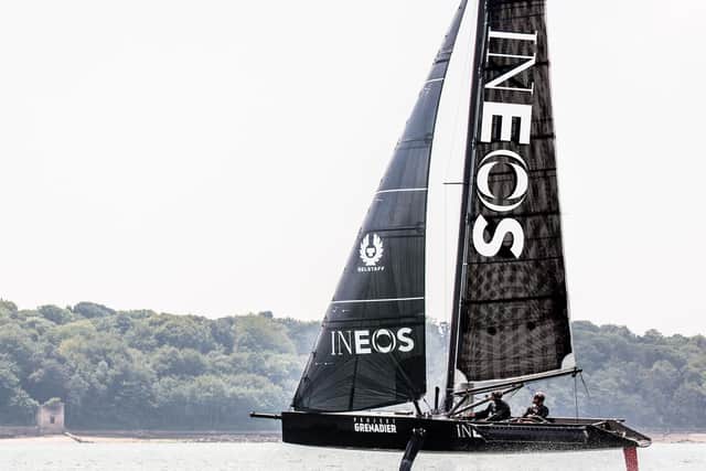 A file photo of Sir Ben Ainslie and Giles Scott sail the T5 during a testing session on the Solent. Picture:  HARRY KH/INEOS TEAM UK