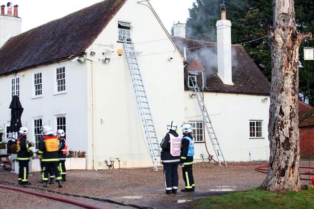 Firefighters tackling a fire in The Granary bar and restaurant made famous by celebrity chef, Gordon Ramsay in 2008. Pictures: Hampshire Fire and Rescue Service