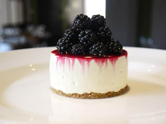 Cheesecake made with foraged blackberries