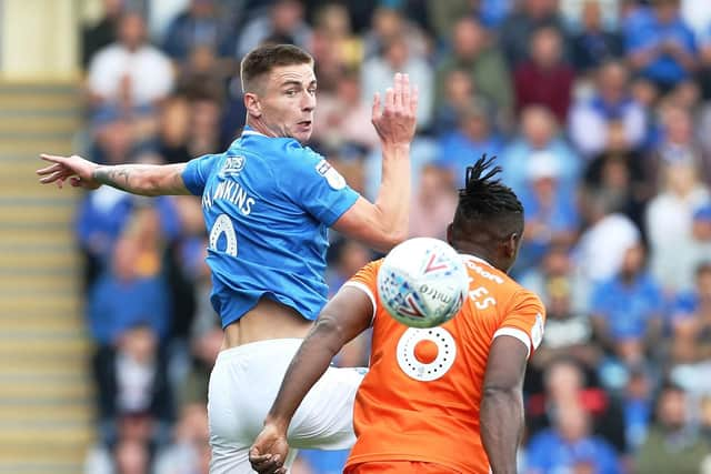 Oli Hawkins in action against Shrewsbury. Picture: Joe Pepler