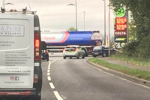 The tanker which blocked Havant Road, outside the Applegreen service station on Hayling Island. Picture: Lozza New