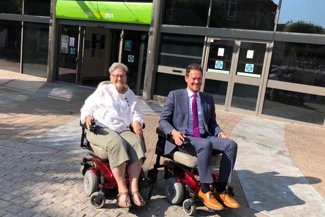 Daphne Medze, from Stamshaw, with MP for Portsmouth South Stephen Morgan