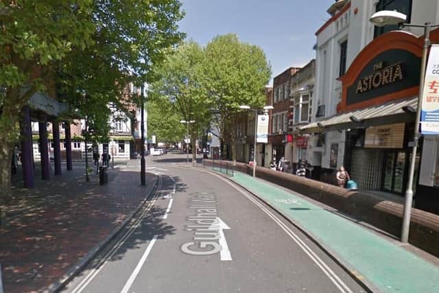 Security staff were assaulted during an incident on Guildhall Walk in the early hours of the morning. Picture: Google Street View