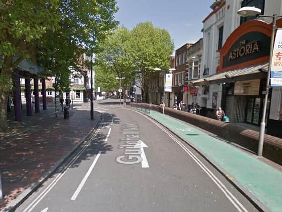 Security staff were assaulted during an incident on Guildhall Walk in the early hours of the morning. Picture: Google Street View