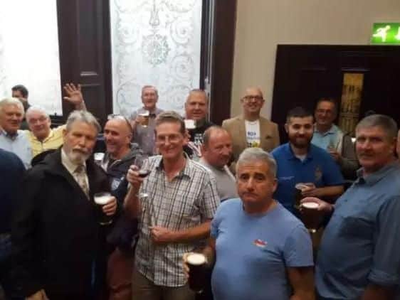 The group of Royal Navy veterans enjoying a drink in the Standing Order pub before being told to leave by security staff.