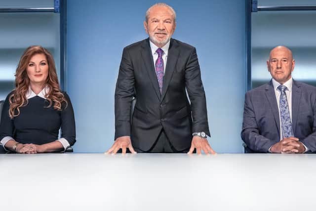 Lord Sugar, Karen and Claude will all be back for the new series. Picture: Jim Marks/ BBC Pictures