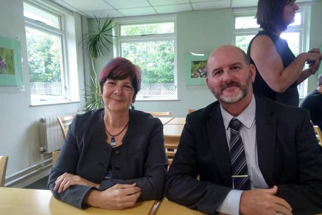 Lesley Spicer - Headteacher at Peel Common Nursery and Infant School in Gosport alongside Stuart Calvert - Headteacher Marchwood Church of England School