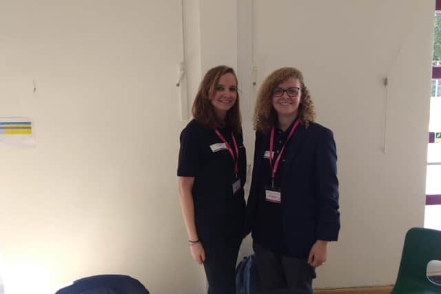 Francesca Duhig (left) and Phoebe Chapman (right) engineers and judges for competition