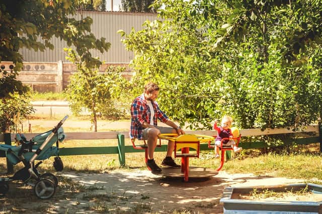 Steve's trips to the park with daughter Mary are nowhere near as harmonious as this