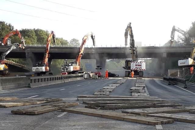 Work being carried out on the Romsey Road bridge last year. Picture: Highways England/Twitter