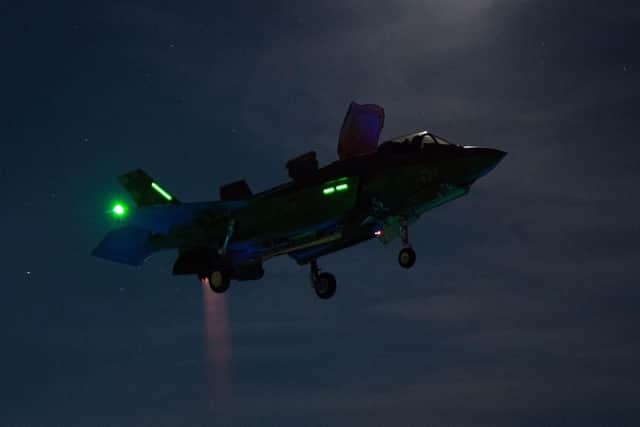The F-35 Lightning above HMS Queen Elizabeth