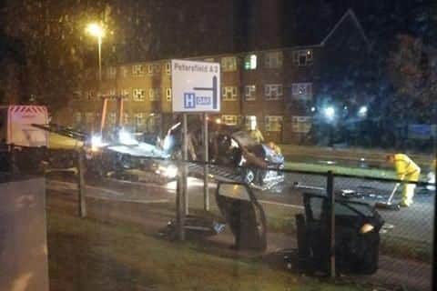 The scene on Southampton Road in the early hours of the morning. Picture: MJ Simmons