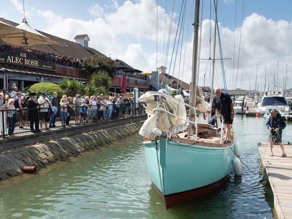 The return of Lively Lady to her mooring at Port Solent Marina