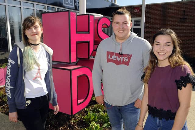 South Downs College students (from left) Anna Merel, Joe Cobbold and Abbie Spratt