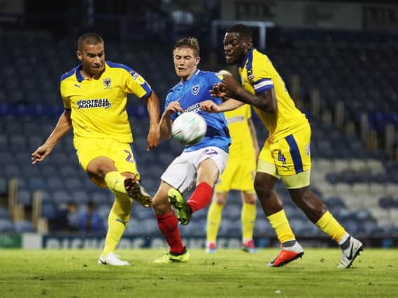 AFC Wimbledon beat Pompey 2-1 in the Carabao Cup earlier this season. Picture: Joe Pepler