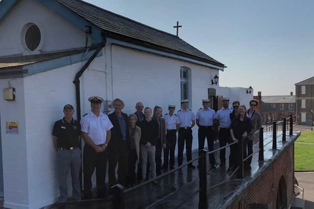 HMS Collingwood staff with the Talbot family. Picture: WO1 Steve Thorpe