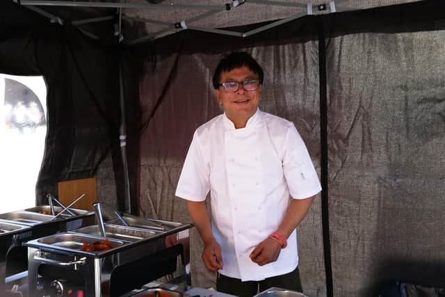 Chef Vinay Sukhdeve cooking up tasty treats at Fareham Market