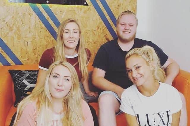 Top row, left-to-right, Natalie Betts and Jake Atkins, with bottom row, left-to-right, Hannah White and Kate Farley - founders of Superpeople. Picture: Great South Run