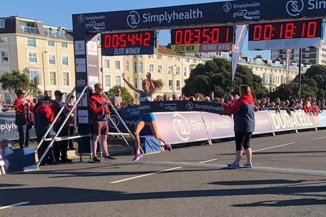 Eilish McColgan winning the Great South Run women's race. Picture: Millie Salkeld