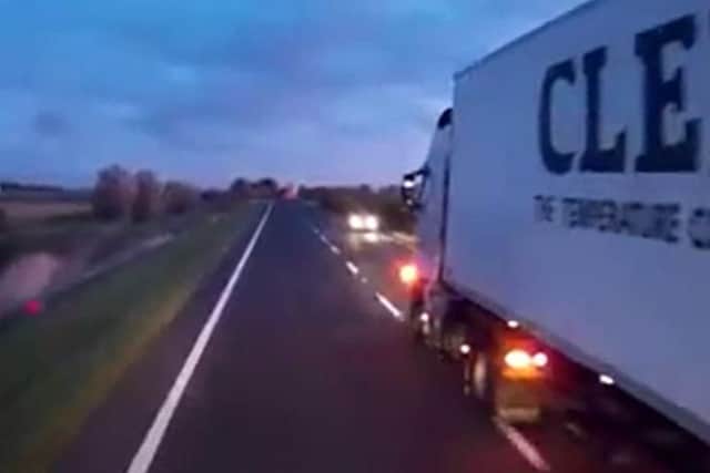 The near miss on the A16 caught on dashcam