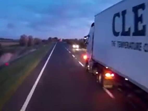 The near miss on the A16 caught on dashcam