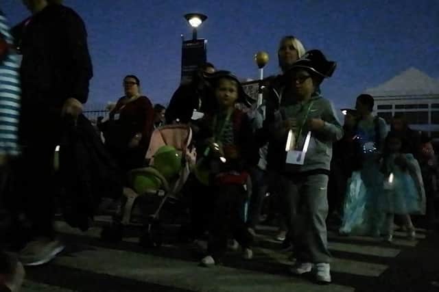 Youngsters walk through Portsmouth Historic Dockyard for the Starlit walk. Picture: David George