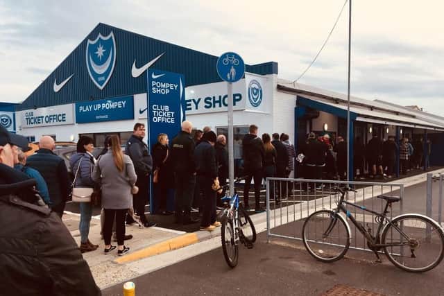 Queues outside the Pompey club shop. Picture: Portsmouth FC/ Twitter