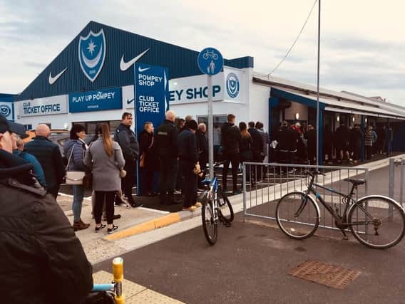 Queues outside the Pompey club shop. Picture: Portsmouth FC/ Twitter